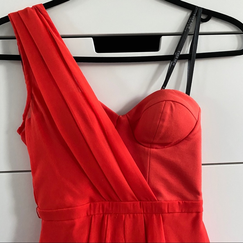 Ever New One Shoulder High Low Orange Red Dress - Picture 2 of 2